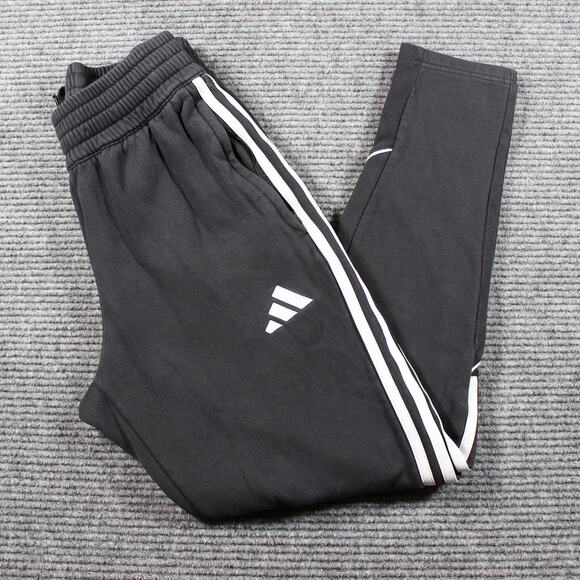 Adidas Joggers Womens Small Black Tapered Fleece Stripe - Picture 1 of 7